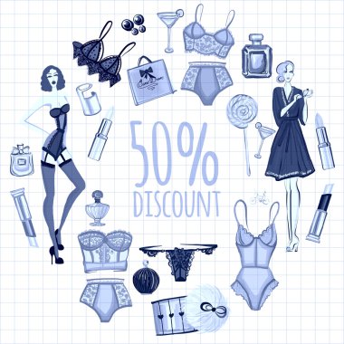 İç çamaşırı ve parfüm ile vektör