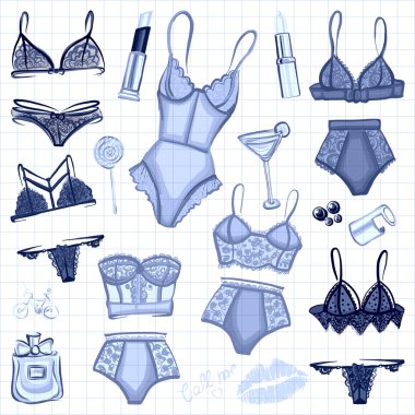 İç çamaşırı ve parfüm ile vektör