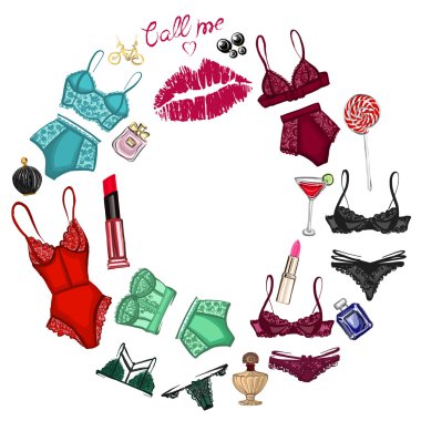 İç çamaşırı ve parfüm ile vektör