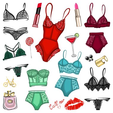 İç çamaşırı ve parfüm ile vektör