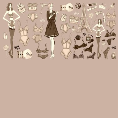 İç çamaşırı ve parfüm ile vektör