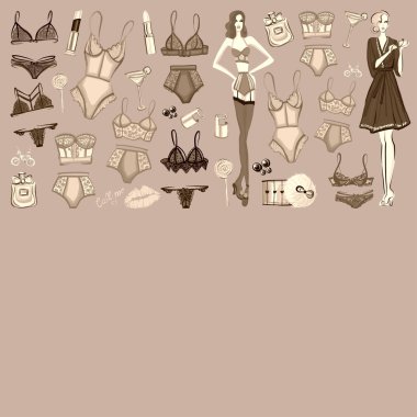 İç çamaşırı ve parfüm ile vektör