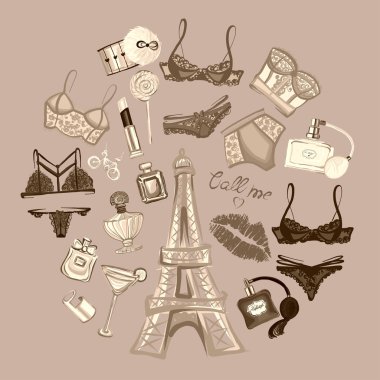 İç çamaşırı ve parfüm ile vektör