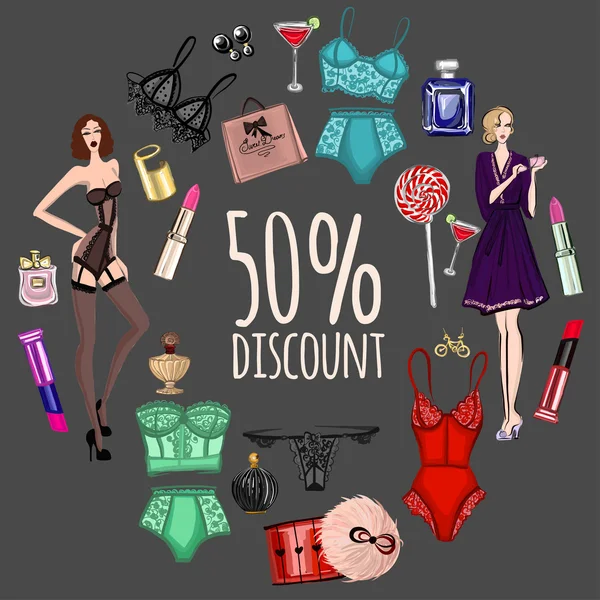 İç çamaşırı ve parfüm ile vektör