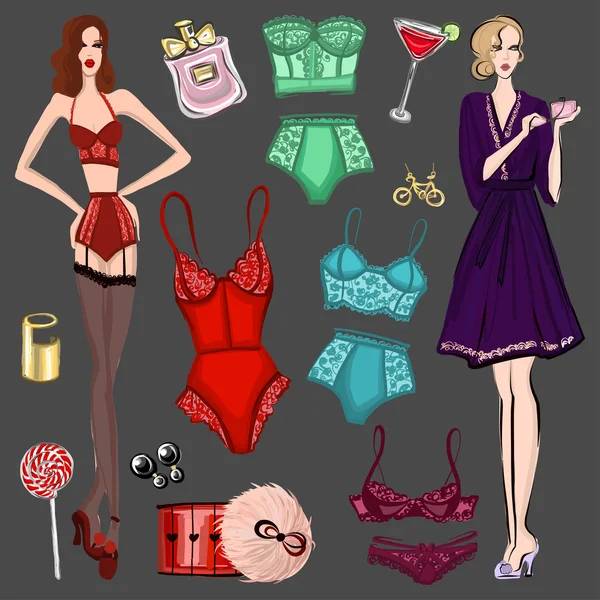 İç çamaşırı ve parfüm ile vektör