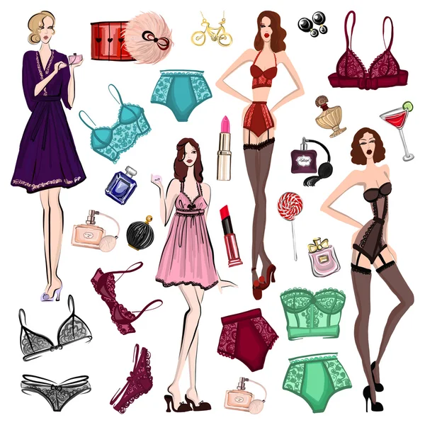 İç çamaşırı ve parfüm ile vektör