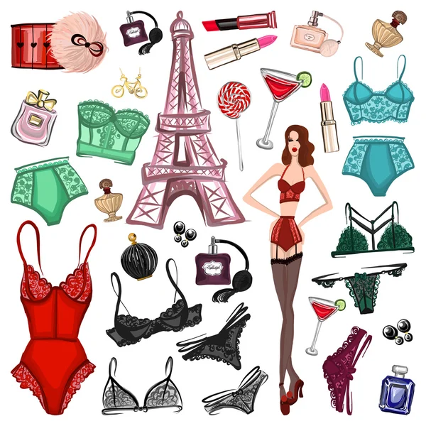İç çamaşırı ve parfüm ile vektör
