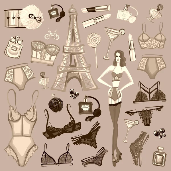 İç çamaşırı ve parfüm ile vektör