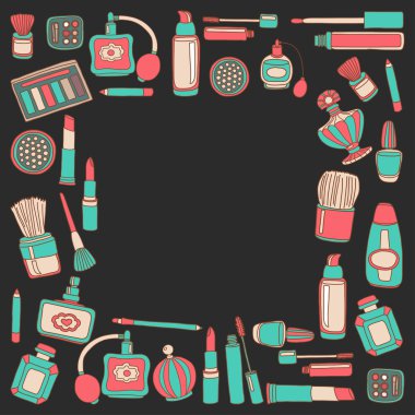 Vektör doodle parfüm ve kozmetik