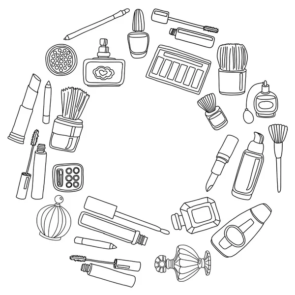 Ensemble de doodle vectoriel de parfum et de cosmétiques — Image vectorielle
