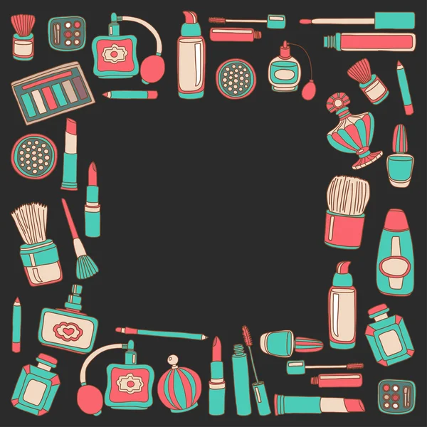 Vektör doodle parfüm ve kozmetik