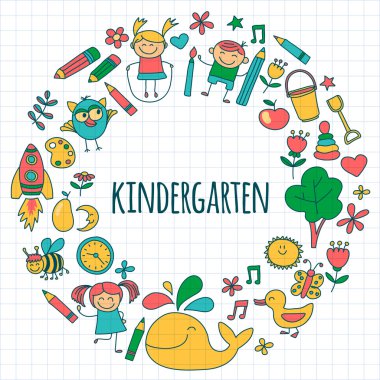 Vector set of kindergarten images clipart
