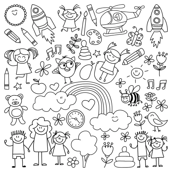 Vector set of kindergarten images — Stock Vector