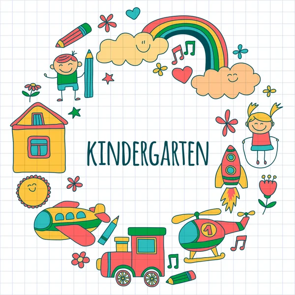 Vektor-Set von Kindergarten-Bildern — Stockvektor