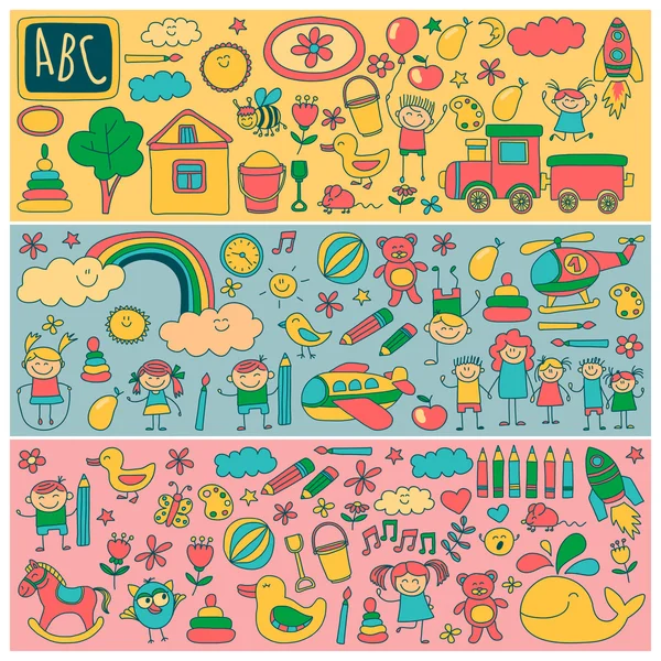 Vector set of kindergarten images Royalty Free Stock Illustrations