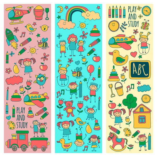 Vector set of kindergarten images Royalty Free Stock Illustrations