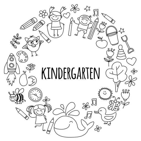 Vector set of kindergarten images Stock Vector