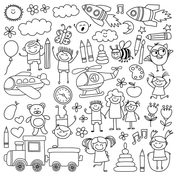 Vector set of kindergarten images Stock Illustration