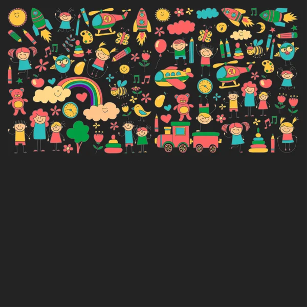Vector set of kindergarten images Stock Illustration