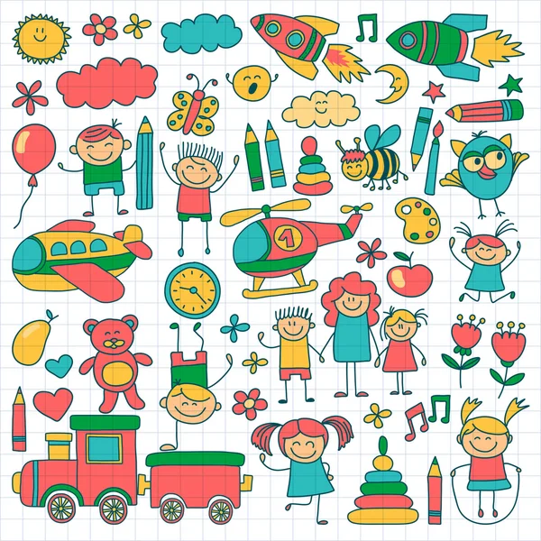 Vector set of kindergarten images Stock Illustration