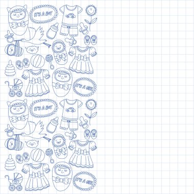 Vektör set bebek simgeler elle çizilmiş doodle