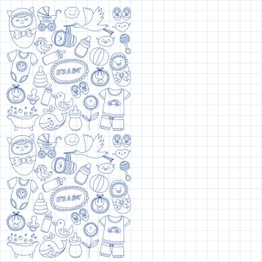Vektör set bebek simgeler elle çizilmiş doodle