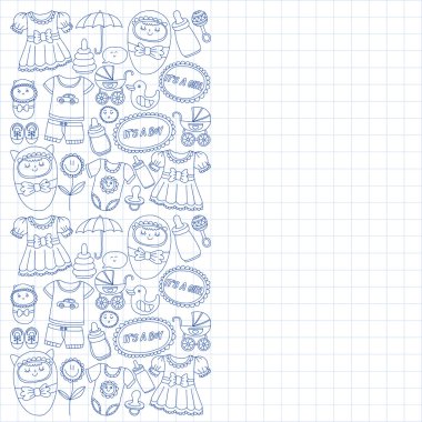 Vektör set bebek simgeler elle çizilmiş doodle