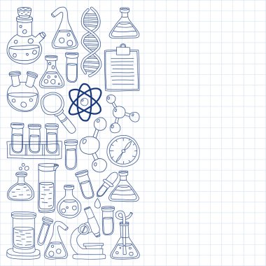 Kimya Farmakoloji doğal bilimler vektör kümesi doodle