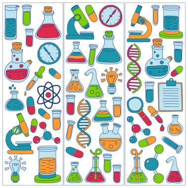 Kimya Farmakoloji doğal bilimler vektör kümesi doodle