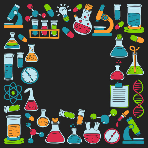 Chemistry Pharmacology Natural sciences Vector doodle set