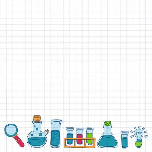 Kémia farmakológiai természetes tudományok vektor doodle készlet — Stock Vector