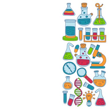 Kimya Farmakoloji doğal bilimler vektör kümesi doodle