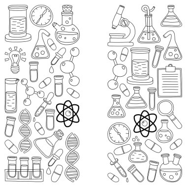 Kimya Farmakoloji doğal bilimler vektör kümesi doodle