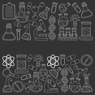 Kimya Farmakoloji doğal bilimler vektör kümesi doodle