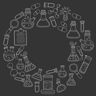 Kimya Farmakoloji doğal bilimler vektör kümesi doodle