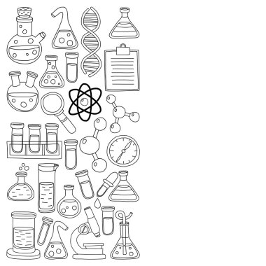 Kimya Farmakoloji doğal bilimler vektör kümesi doodle