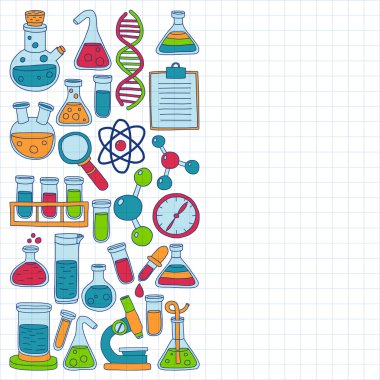 Kimya Farmakoloji doğal bilimler vektör kümesi doodle