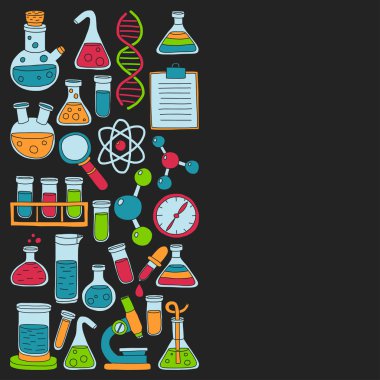 Kimya Farmakoloji doğal bilimler vektör kümesi doodle