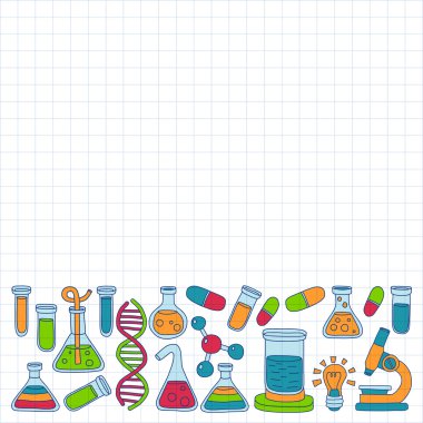 Kimya Farmakoloji doğal bilimler vektör kümesi doodle