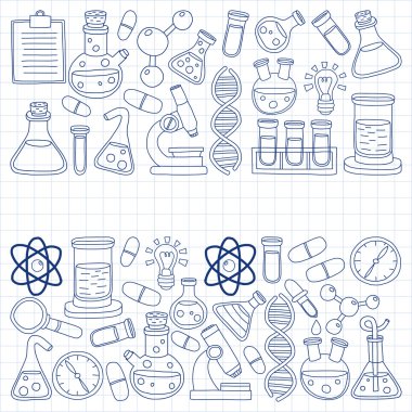 Kimya Farmakoloji doğal bilimler vektör kümesi doodle