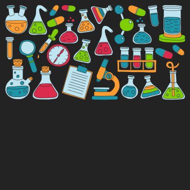 Kimya Farmakoloji doğal bilimler vektör kümesi doodle