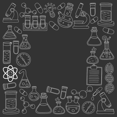 Kimya Farmakoloji doğal bilimler vektör kümesi doodle