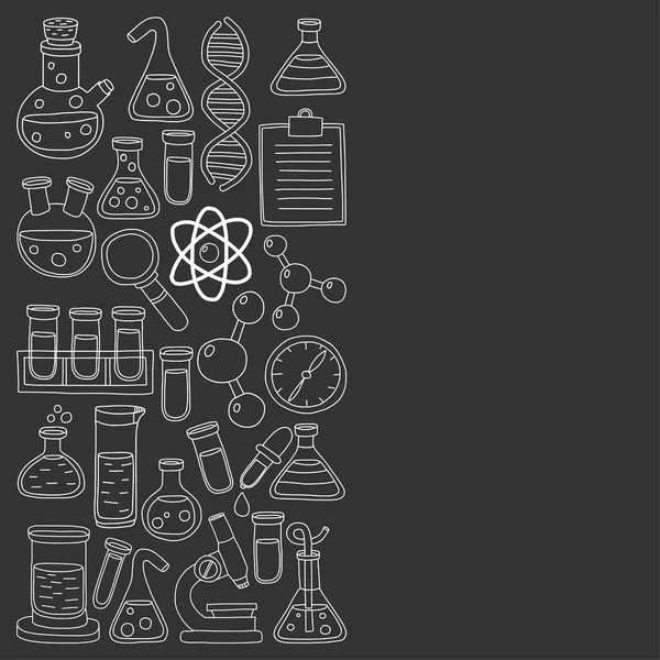 Química Farmacologia Ciências naturais Conjunto de vetor doodle —  Vetores de Stock