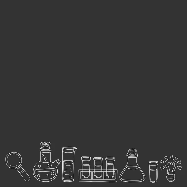 Chemistry Pharmacology Natural sciences Vector doodle set — Stock Vector