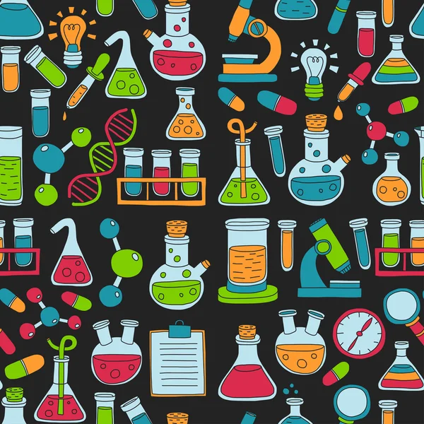 Kémia farmakológiai természetes tudományok vektor doodle készlet — Stock Vector