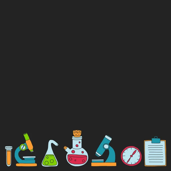 Chemie farmacologie natuurlijke wetenschappen Vector doodle set — Stockvector