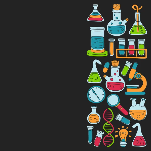 Kimya Farmakoloji doğal bilimler vektör kümesi doodle — Stok Vektör
