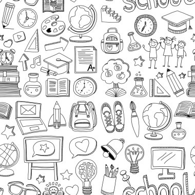 Vektör seamless modeli okul ve eğitim doodle