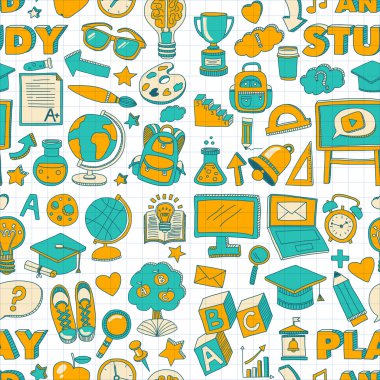 Vektör okul öğeleri kümesiyle doodle