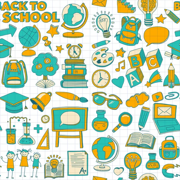 Vektör okul öğeleri kümesiyle doodle